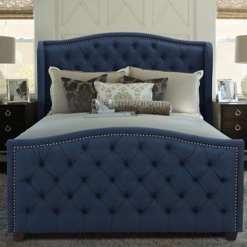 Marcella Tufted Wingback Queen Bed