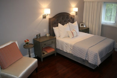 Bedroom - mid-sized contemporary master dark wood floor bedroom idea in Toronto with gray walls