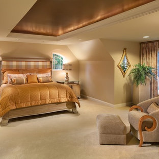 Inspiration for a contemporary master carpeted bedroom remodel in DC Metro with beige walls and no fireplace
