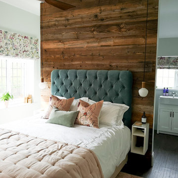 Rustic wood panelled feature wall