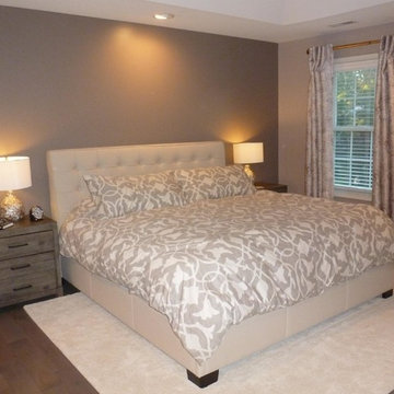 Master Bedroom with Linen Upholstered Headboard