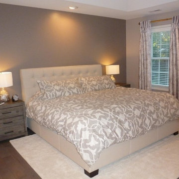 Master Bedroom with Linen Upholstered Headboard