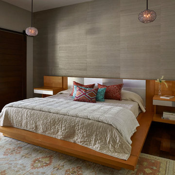 Master Bedroom with Metallic Wallpaper