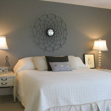 Master bedroom with painted wall "headboard"