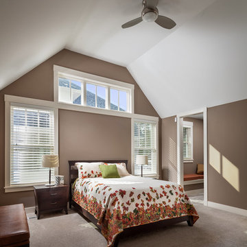 Master Bedroom with Vaulted Ceiling and Clear Story Window