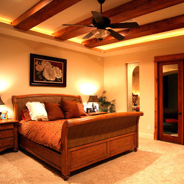 Master Bedroom with Wood Beams