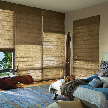 Master Bedroom with Woven Wood Shades