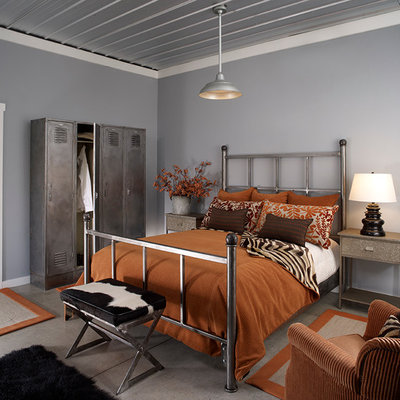 Trendy guest bedroom photo in Other with gray walls and no fireplace