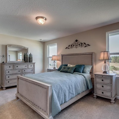Bedroom - mid-sized traditional master carpeted and gray floor bedroom idea in Jacksonville with beige walls and no fireplace