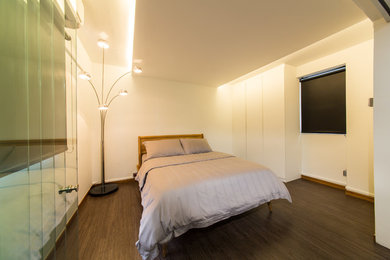 シンガポールにあるインダストリアルスタイルのおしゃれな寝室のレイアウト