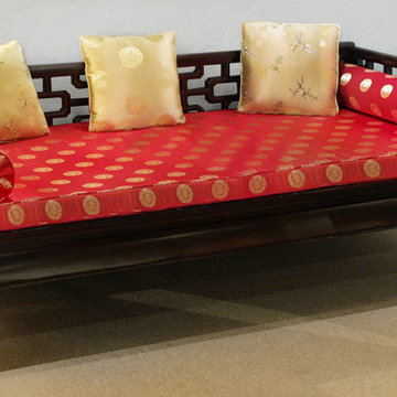 Ming Style Day Bed with Silk Cushions