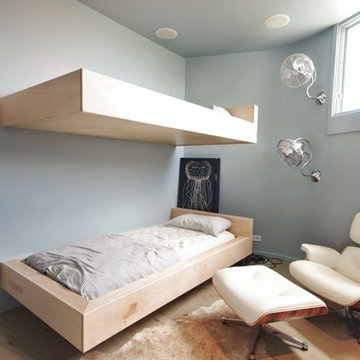 Floating Bunk Bed Houzz, How To Make A Wall Mounted Bunk Bed