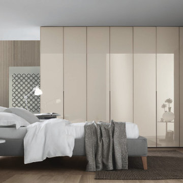Modern bedroom with built in beige close system