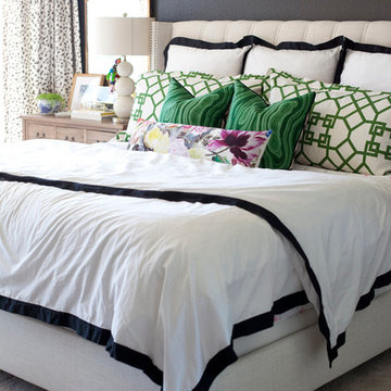 Modern Black, White & Green Bedroom