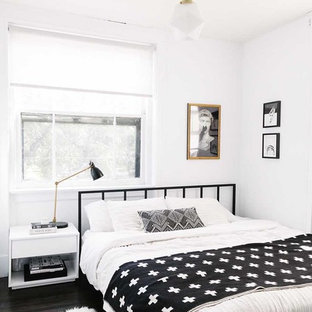 Photo of a medium sized scandi guest bedroom in Boston with white walls.