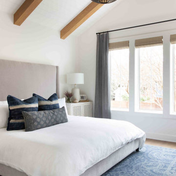 Modern Farmhouse Bedroom with Ceiling Beams