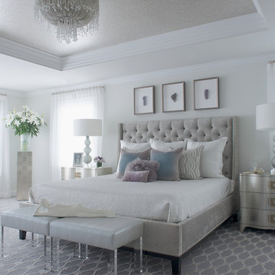 Bedroom - transitional master bedroom idea in New York with white walls