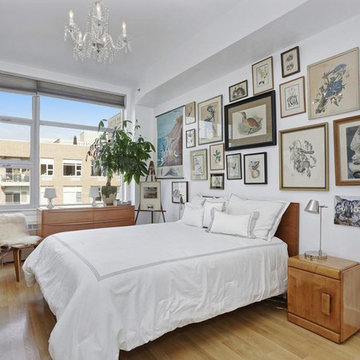Modern Master Bedroom with Vintage Furniture and Artwork - Brooklyn, NY