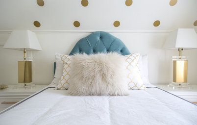 Room of the Day: White Paint and Gold Polka Dots Save a Rental Bedroom