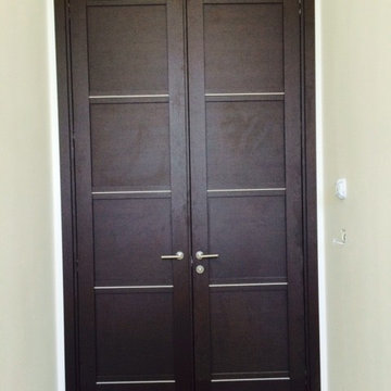 Modern Tall Interior Door with Metal Accent in Wenge Finish