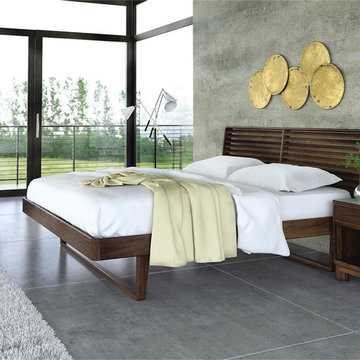 Modern Wood Platform Beds: Contour (Walnut)