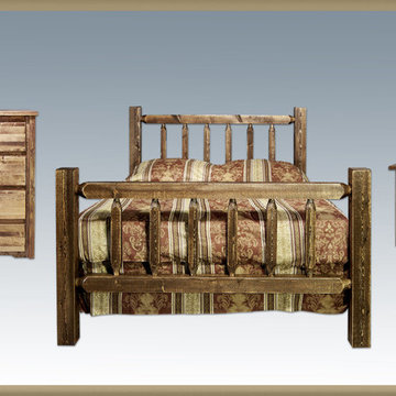 Montana Woodworks Homestead 3-Piece Panel Bed room Set in Stained and Lacquered