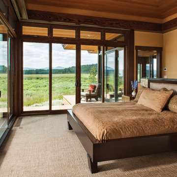 Mountain Modern Log Home: The Hahn's Peak Residence - Master Bedroom