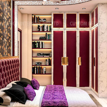 Ms Priya’s Modern Luxury Maroon Red Bedroom | Alipur, Kolkata | CDI