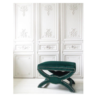 Mustique Emerald Green Velvet Stool Traditional Bedroom