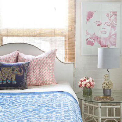 Eclectic carpeted bedroom photo in Philadelphia with white walls