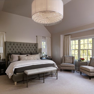 Inspiration for a transitional master carpeted bedroom remodel in Philadelphia with beige walls