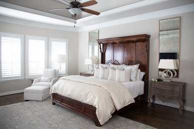 Example of a mid-sized transitional master bedroom design in Dallas