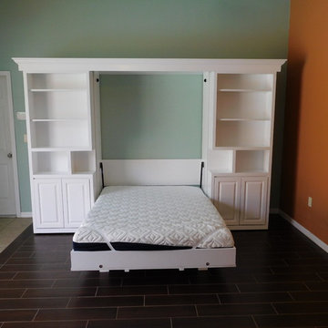 Traditional Style Sliding Library Bookcase Murphy Wall Bed