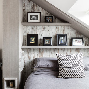 Inspiration for a medium sized urban bedroom in West Midlands with light hardwood flooring and brown floors.