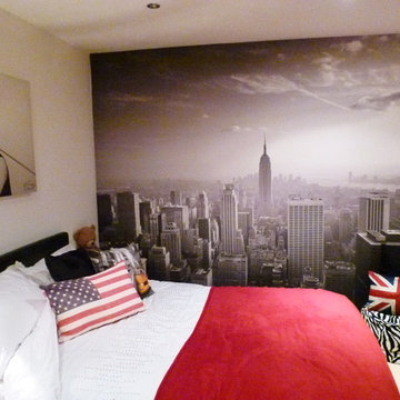 New York City Wallpaper in a Modern Bedroom