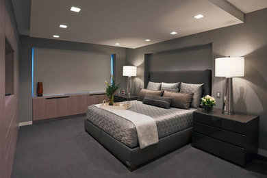 Trendy bedroom photo in Miami