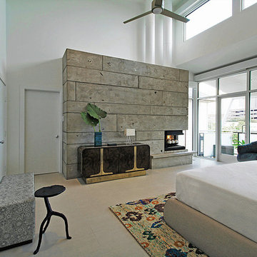 North Hollywood Residence Master Bedroom Concrete Wall