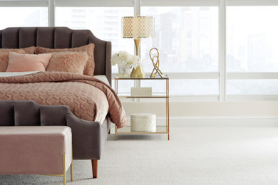Inspiration for a transitional carpeted and beige floor bedroom remodel in New York