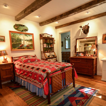 Oak floor and weathered timbers-- Home in Jackson, Wyoming