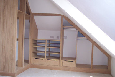 Oak wardrobe with bespoke Dordoigne style doors