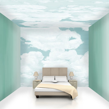 Ocean Cloud Temporary Wallcoverings with Ombré Gradient