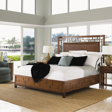 Ocean Club King-Size Paradise Point Bed With Wood Framed Woven Rattan Panel