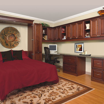 Open Murphy bed and home office combination