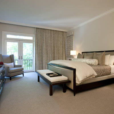 Bedroom - transitional carpeted bedroom idea in Chicago with beige walls