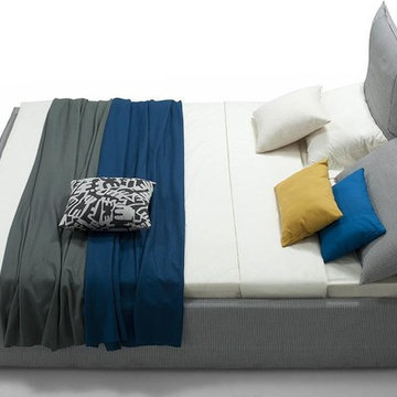 Otago - Modern Gray Fabric Bed with Adjustable HeadrestS