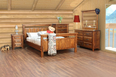 Example of a mountain style bedroom design in Other