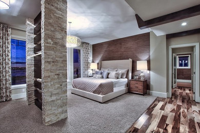 Example of a transitional bedroom design in Calgary