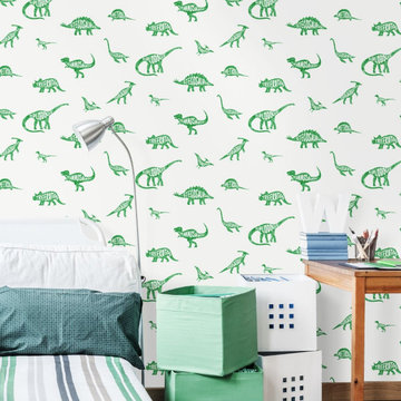 Over the Rainbow Dino Dictionary Wallpaper Green