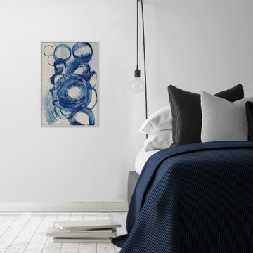 "Painted Blue Circles III" Floater Framed Painting Print on Canvas