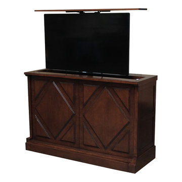 Pancho Via Hidden TV Lift Console, US made TV Lift Console by Cabinet Tronix